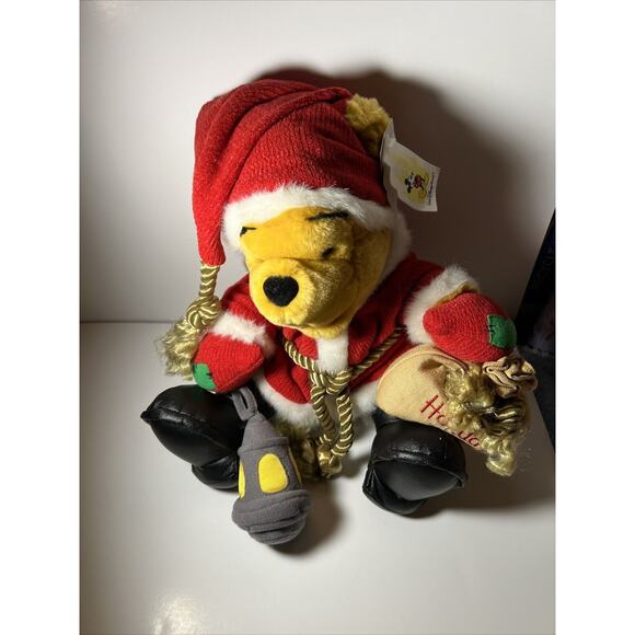 90's 12’ Winnie The Pooh Santa Plush Lantern Happy Holidays from WDW with tags - Picture 10 of 11